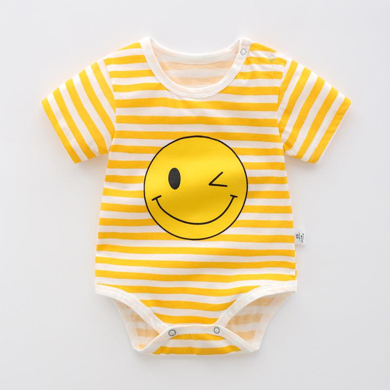 Bawełniane body niemowlęce w paski z uśmiechniętą buźką Uśmiech