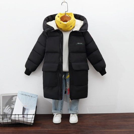 Dziecięca kurtka pikowana z kapturem Dziecięca kurtka pikowana z kapturem Czarny