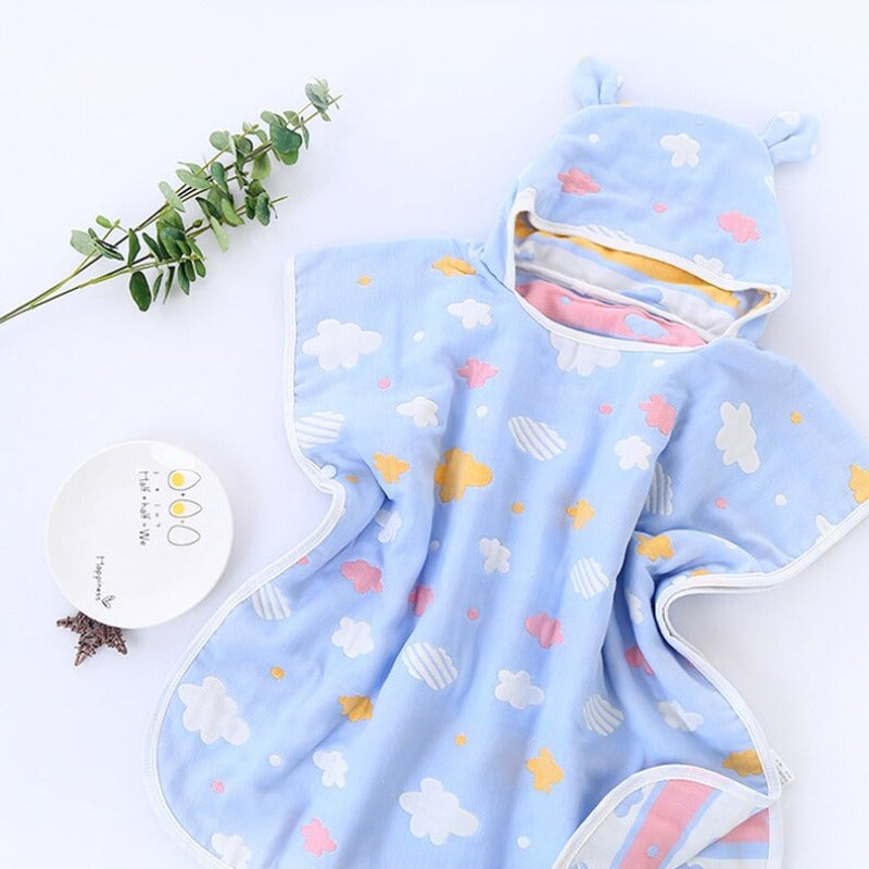 Ponczo ręcznik kąpielowy dla dzieci Niebieski Uniwersalny