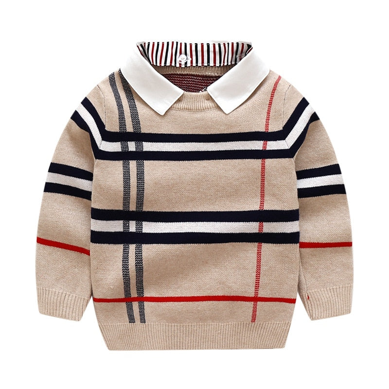Sweter w kratkę z kołnierzykiem - Miziu.pl