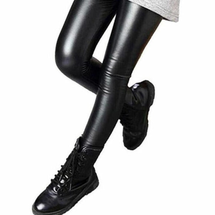 Legginsy dziewczęce z imitacji skóry