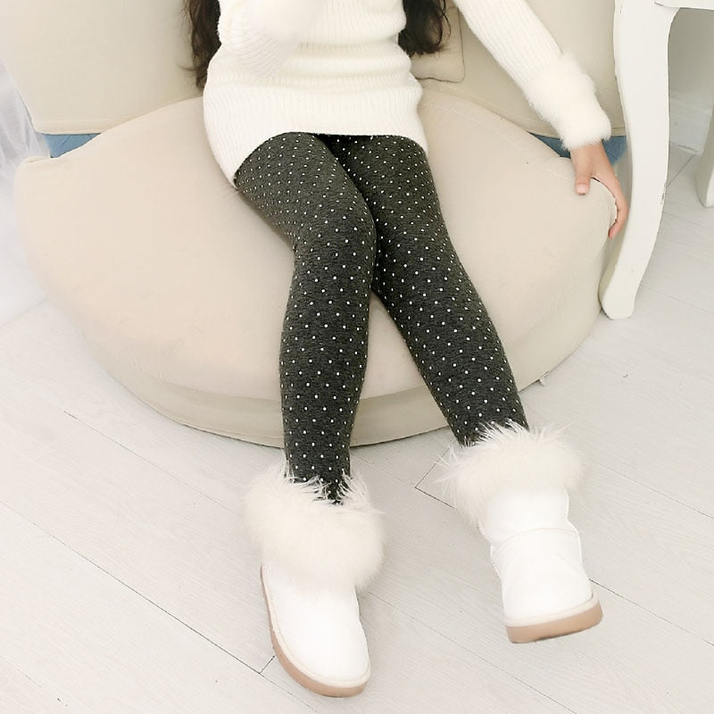 Ocieplane legginsy w kropeczki - Miziu.pl
