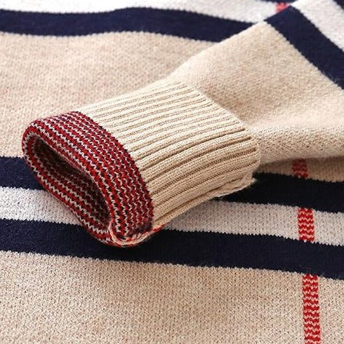Sweter w kratkę z kołnierzykiem - Miziu.pl