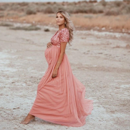 Śliczna suknia z cekinami dla kobiet w ciąży Śliczna suknia z cekinami dla kobiet w ciąży