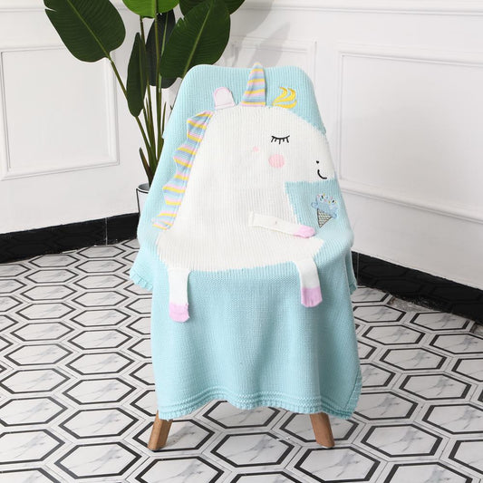 Koc dzianinowy jednorożec Koc dzianinowy jednorożec