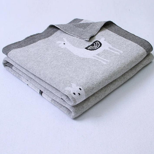 Mięciutki koc dzianinowy lama 100x80cm Mięciutki koc dzianinowy lama 100x80cm