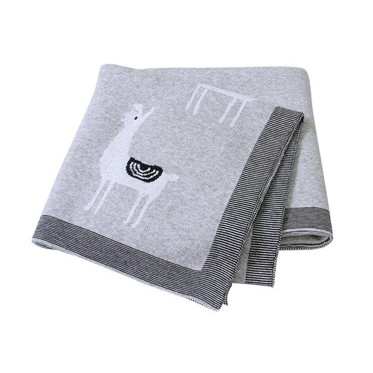 Mięciutki koc dzianinowy lama 100x80cm Mięciutki koc dzianinowy lama 100x80cm Szary