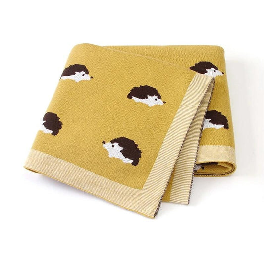 Mięciutki kocyk dzianinowy w jeżyki 100x80cm Mięciutki kocyk dzianinowy w jeżyki 100x80cm Żółty