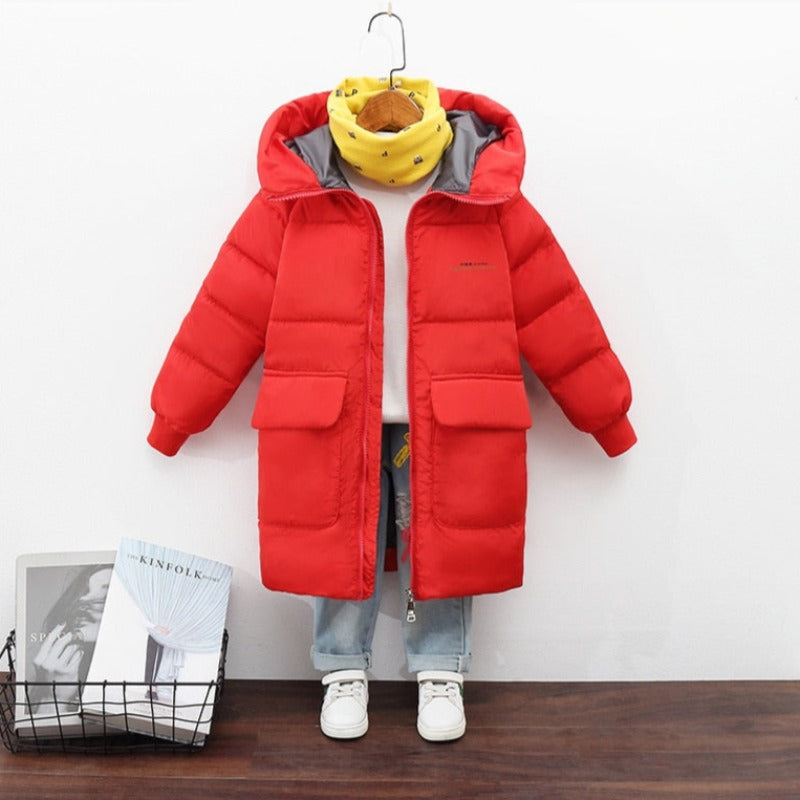 Dziecięca kurtka pikowana z kapturem Czerwony