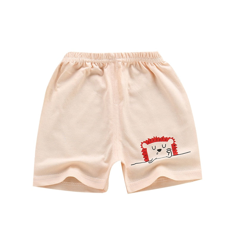 Krótkie spodenki chłopięce ze zwierzęcym nadrukiem Kremowe w lwa