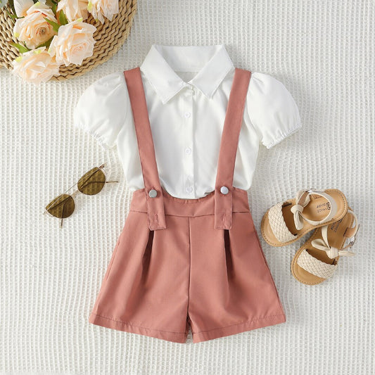 Dziewczęcy komplet z ogrodniczkami Dziewczęcy komplet z ogrodniczkami