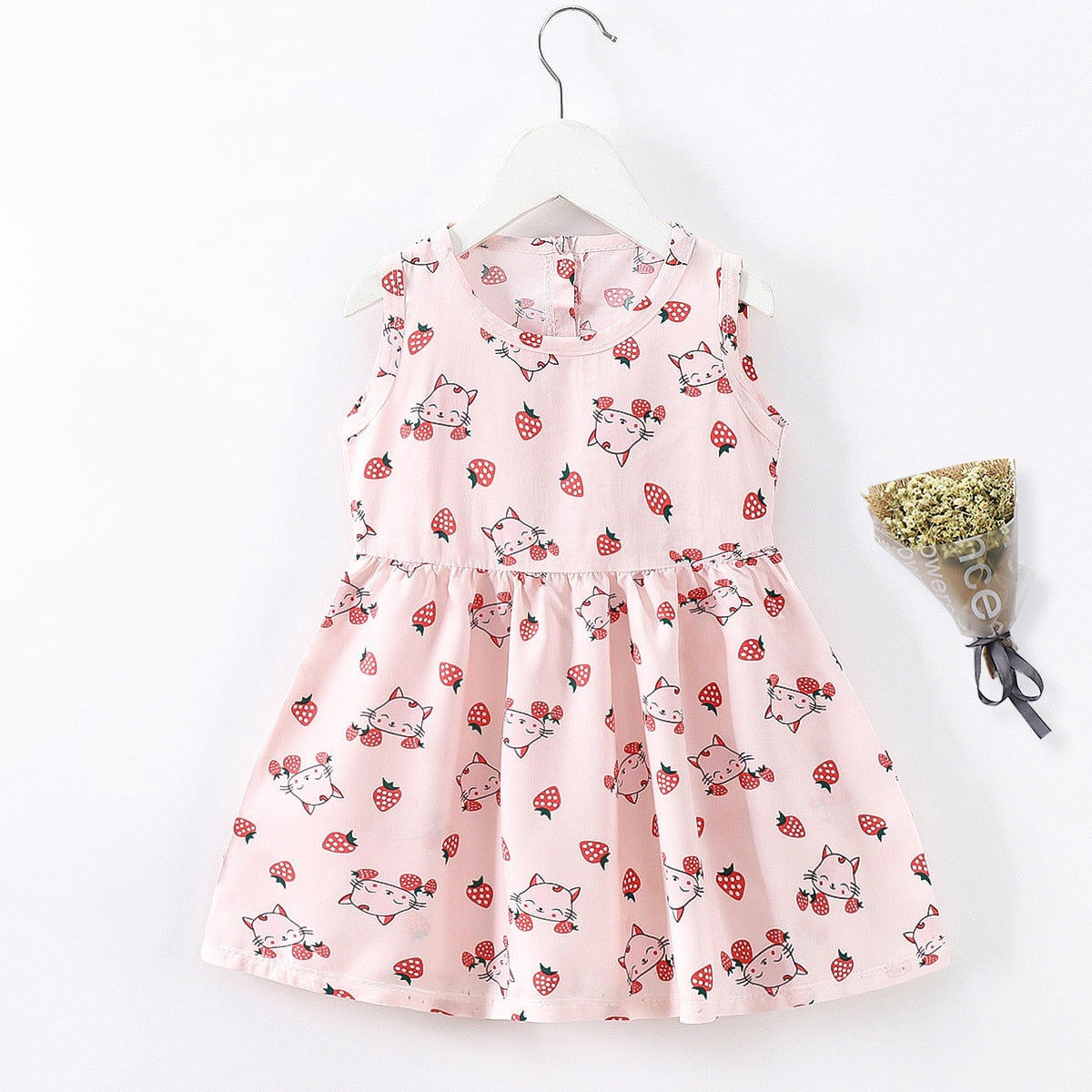 Letnia sukienka dla niemowląt we wzory Różowe kotki