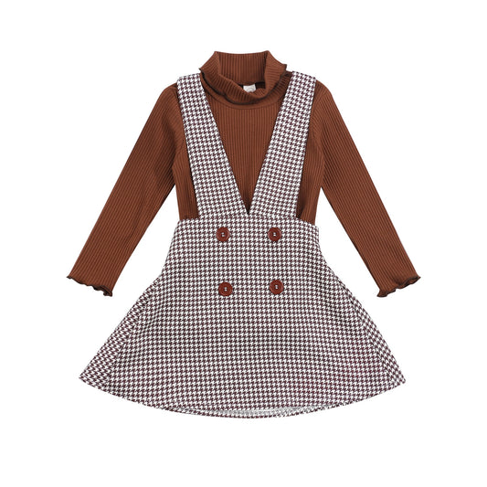 Dziewczęcy komplet ze spódniczką w kratkę Dziewczęcy komplet ze spódniczką w kratkę