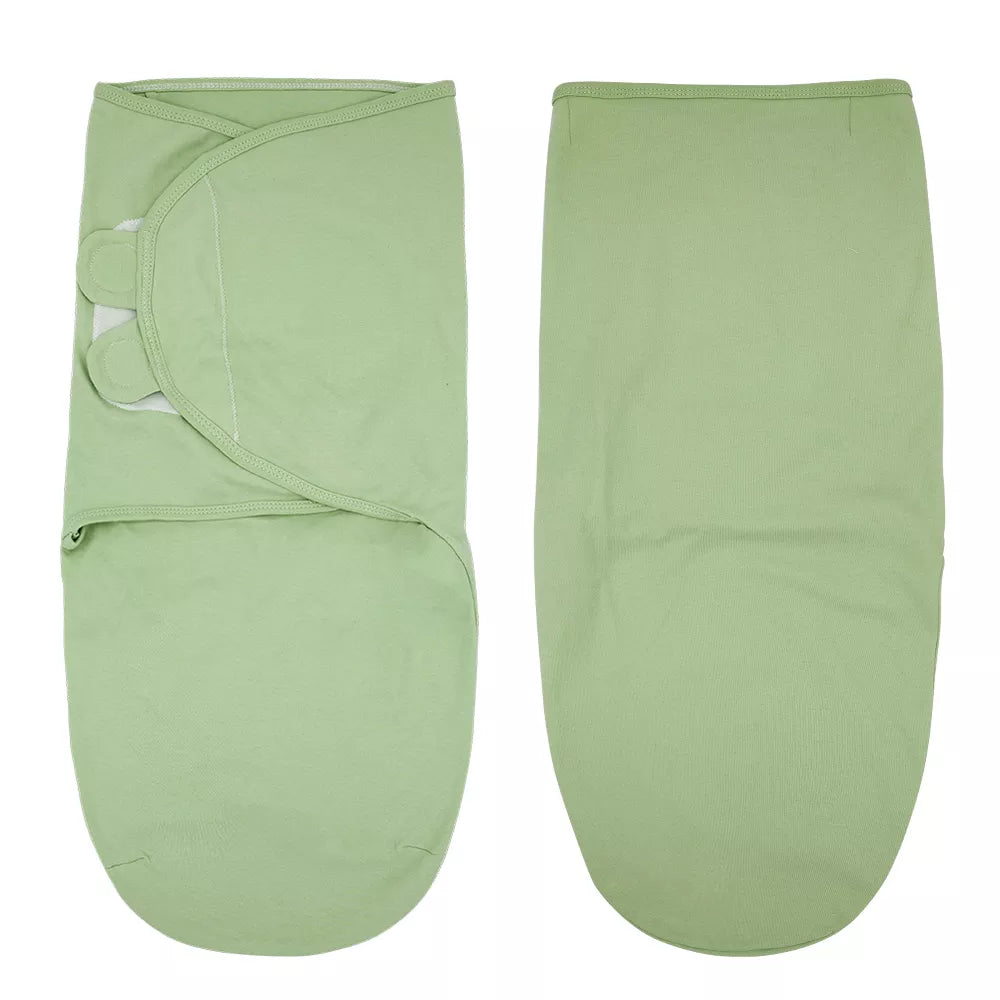 Otulacz niemowlęcy w jednolitym kolorze z czapeczką Zielony