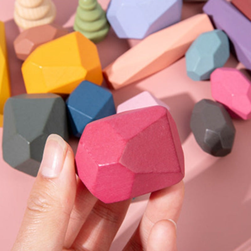 Zabawka drewniana kolorowe klocki figurki 3D - Miziu.pl