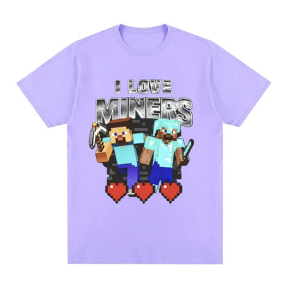Koszulka Minecraft I Love Miners Fioletowy