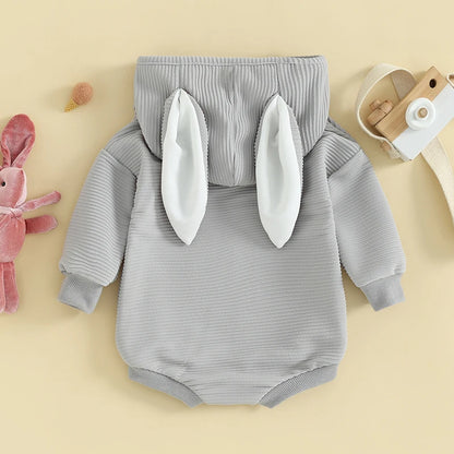 Bluza niemowlęca z uszami królika zapinana w kroku - Miziu.pl