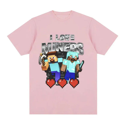 Koszulka Minecraft I Love Miners Różowy