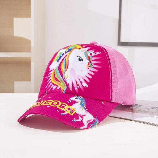 Czapka z daszkiem dziewczęca z jednorożcem Czapka z daszkiem dziewczęca z jednorożcem Jasnyróżowy 50-54cm