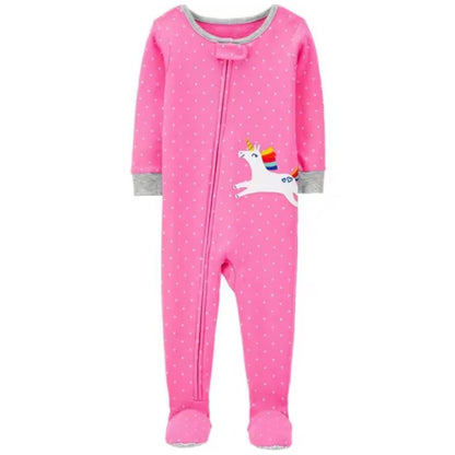 Śliczne niemowlęce pajacyki dla dziewczynki z kolorowymi wzorkami Jednorożec