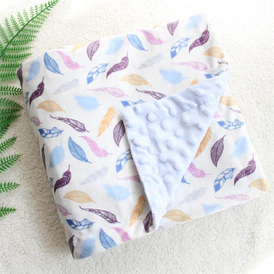 Ciepły i miękki kocyk minky dla niemowląt Ciepły i miękki kocyk minky dla niemowląt Fioletowe liście