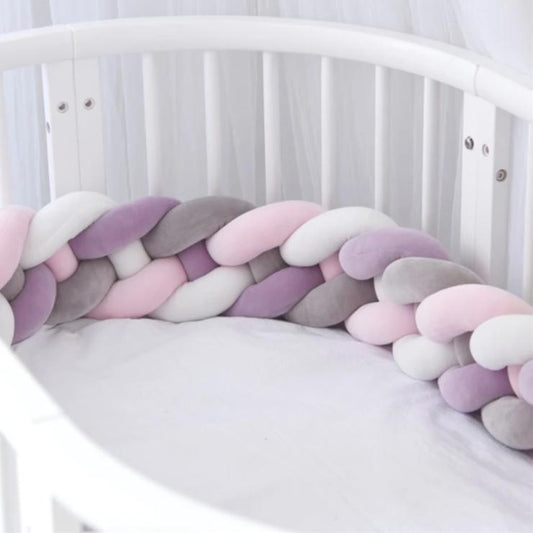 Ochraniacz do łóżeczka warkocz z 4 pasm Ochraniacz do łóżeczka warkocz z 4 pasm Szary, Fioletowy, Różowy, Purpurowy - 200 cm