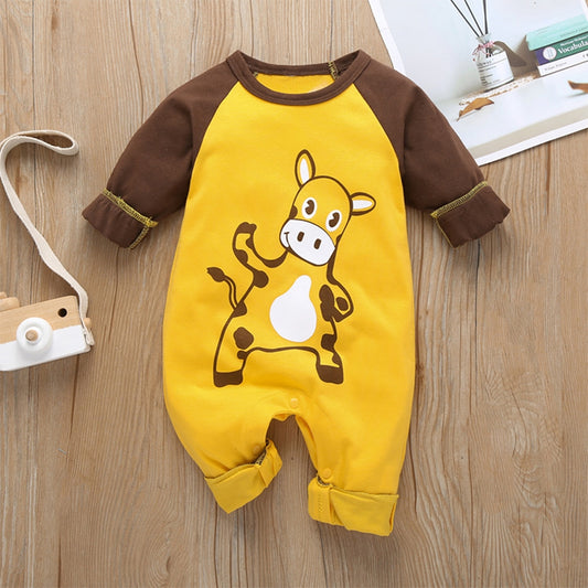 Bawełniane pajacyki dla niemowląt z motywem zwierząt Krówka