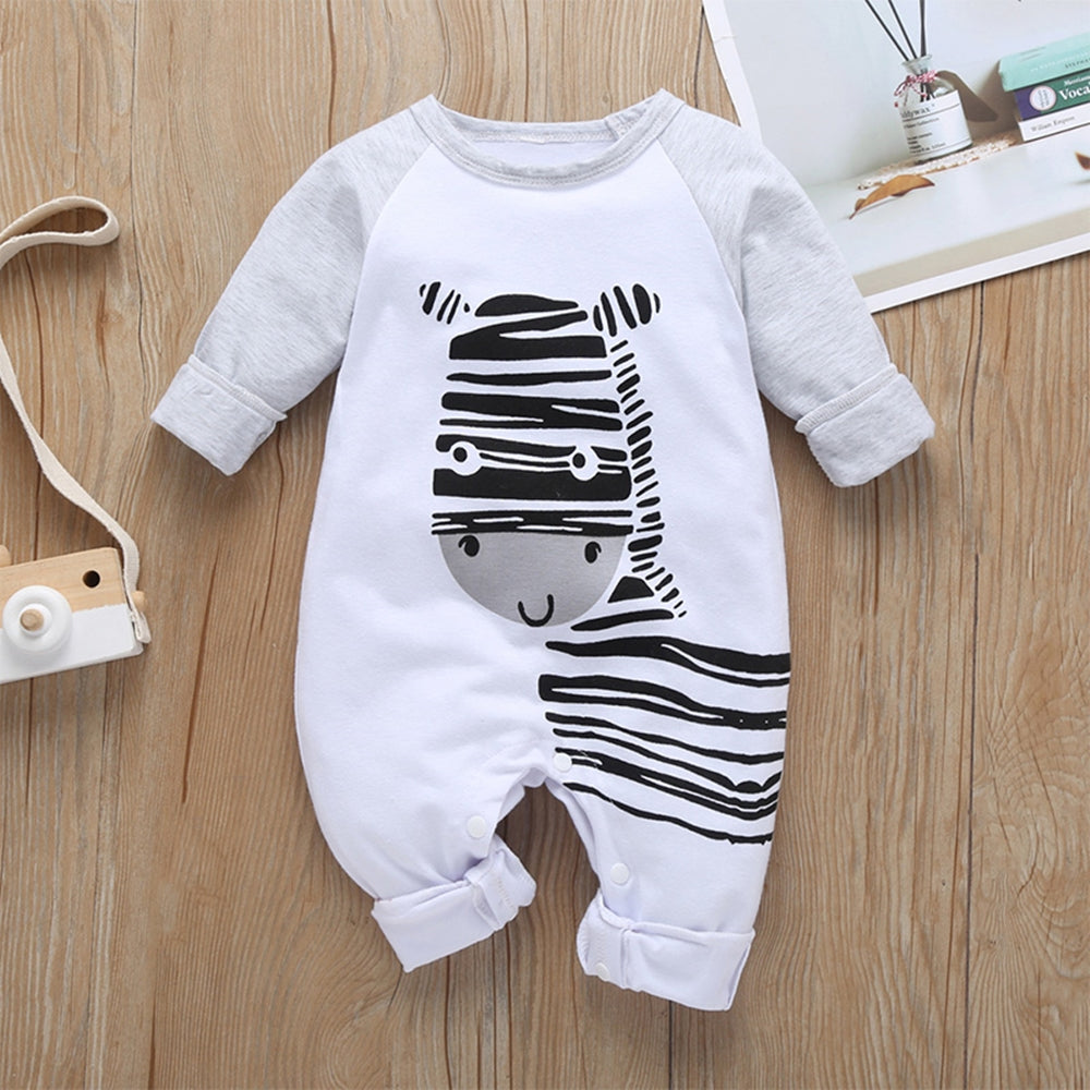 Bawełniane pajacyki dla niemowląt z motywem zwierząt Zebra