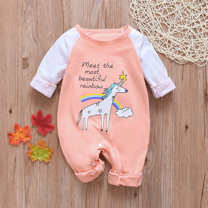 Bawełniane, różowe pajacyki dla niemowląt z jednorożcem Jednorożec