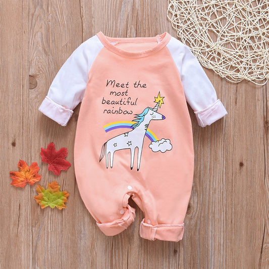 Bawełniane, różowe pajacyki dla niemowląt z jednorożcem Jednorożec