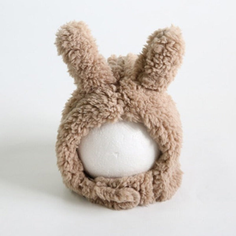 Zimowa czapka z uszami królika dla dziewczynki Jasnobrązowy króliczek 43-50cm