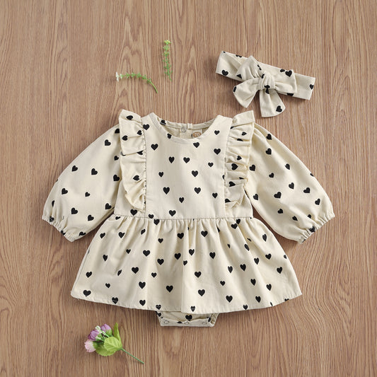 Niemowlęca sukienka w kropeczki z długim rękawem Niemowlęca sukienka w kropeczki z długim rękawem