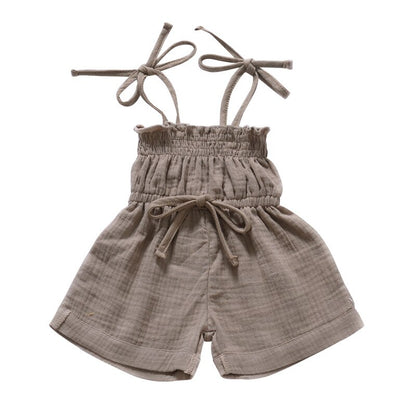 Kombinezon na wiązanych ramiączkach Beżowy na sznurkach