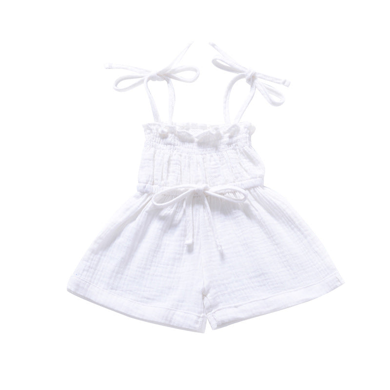 Kombinezon na wiązanych ramiączkach Biały na sznurkach