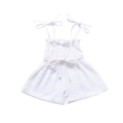 Kombinezon na wiązanych ramiączkach Biały na sznurkach