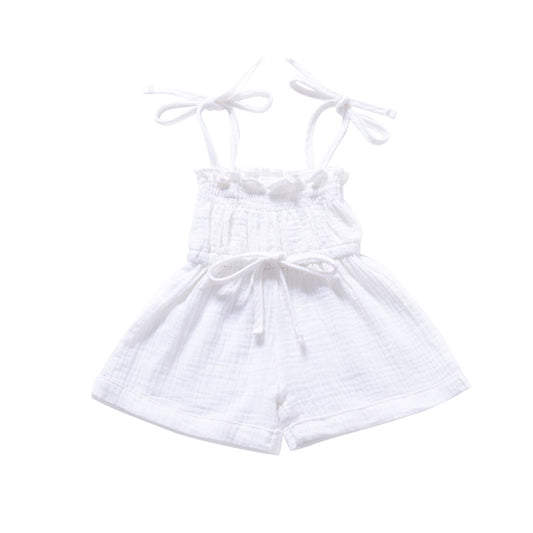 Kombinezon na wiązanych ramiączkach Biały na sznurkach