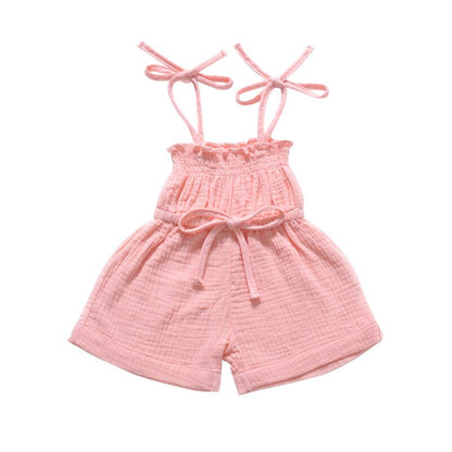 Kombinezon na wiązanych ramiączkach Janoróżowy na sznurkach