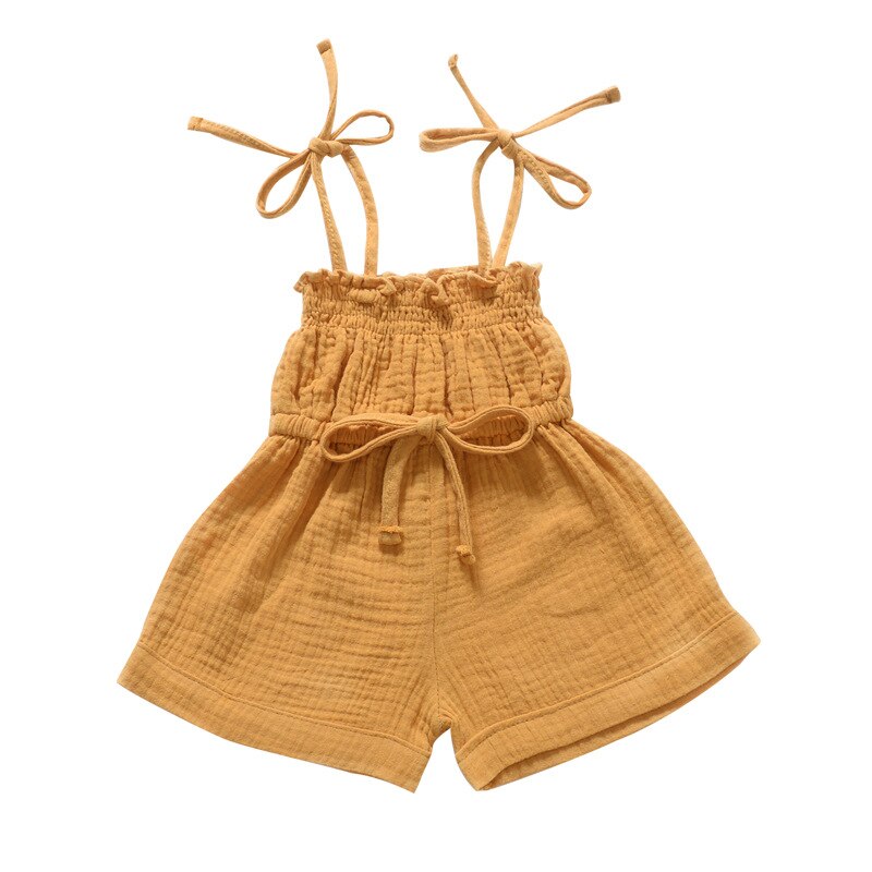 Kombinezon na wiązanych ramiączkach Żółty na sznurkach