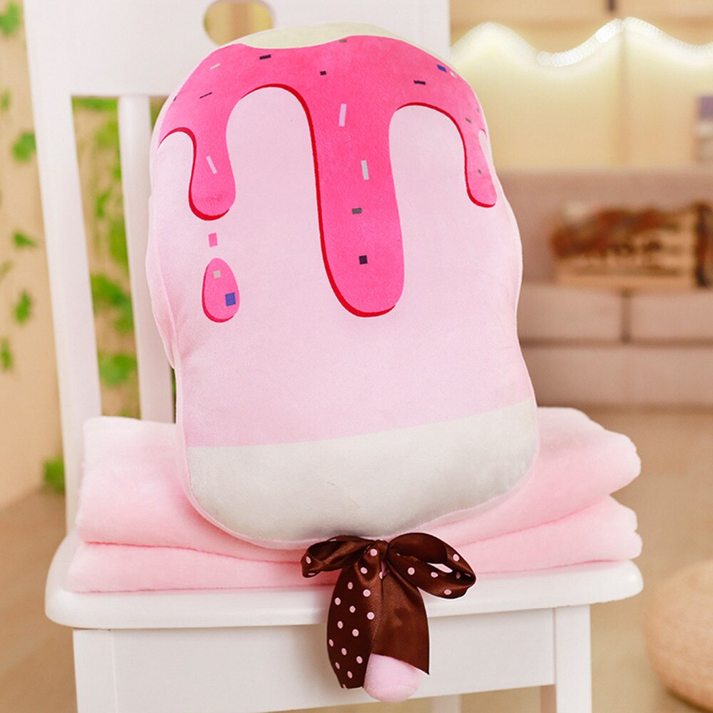 Poduszka dekoracyjna z kocykiem w kształcie loda Różowy