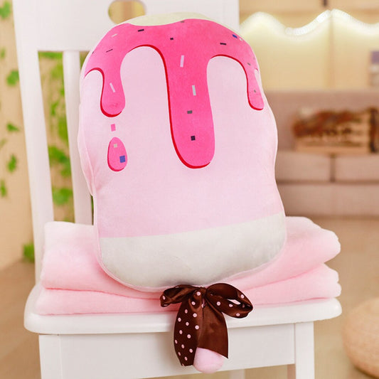 Poduszka dekoracyjna z kocykiem w kształcie loda Różowy