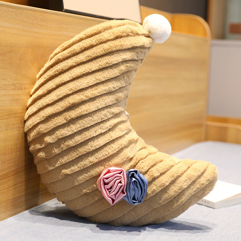 Miękka poduszka dekoracyjna w kolorze brązowym z kwiatkami 3D Brązowy księżyc