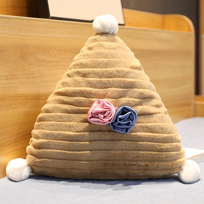 Miękka poduszka dekoracyjna w kolorze brązowym z kwiatkami 3D Brązowy trójkąt