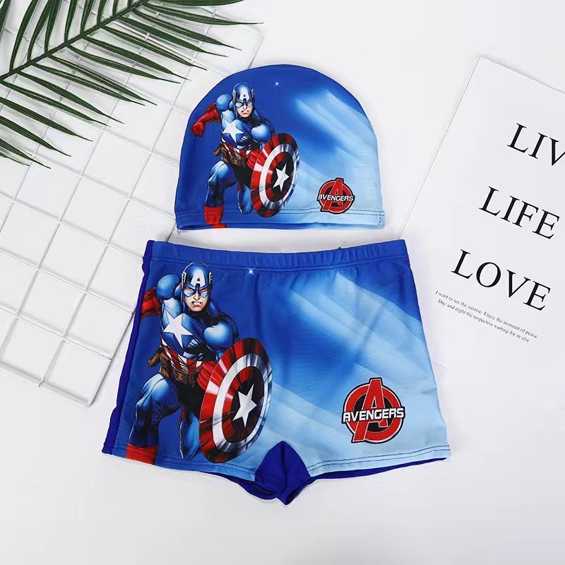 Spodenki do pływania dla chłopców Kapitan Ameryka z czepkiem Kapitan Ameryka