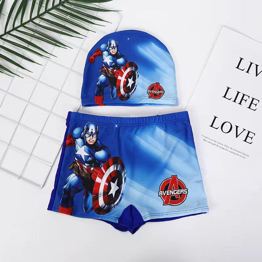 Spodenki do pływania dla chłopców Kapitan Ameryka z czepkiem Kapitan Ameryka