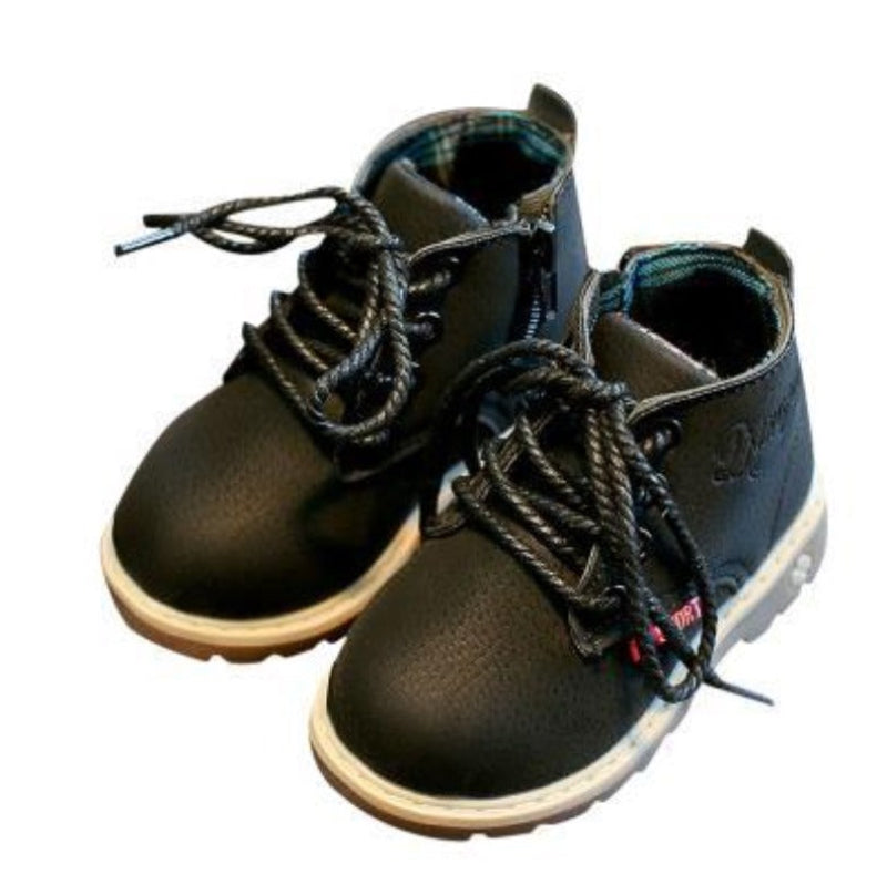 Wiązane trzewiki za kostkę dla chłopca Czarny