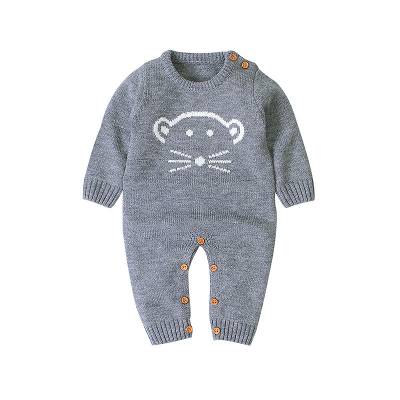 Uroczy pajacyk dla niemowlęcia we wzorek myszki Szara myszka