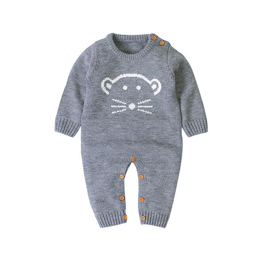 Uroczy pajacyk dla niemowlęcia we wzorek myszki Szara myszka