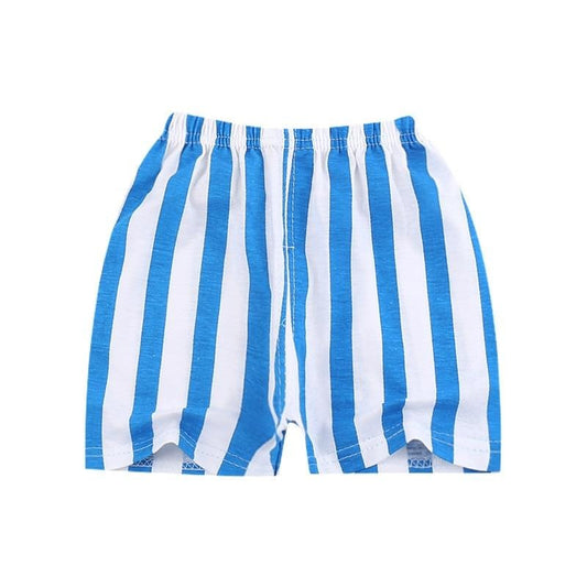 Bawełniane, krótkie spodenki chłopięce w paski Białe w niebieskie paski