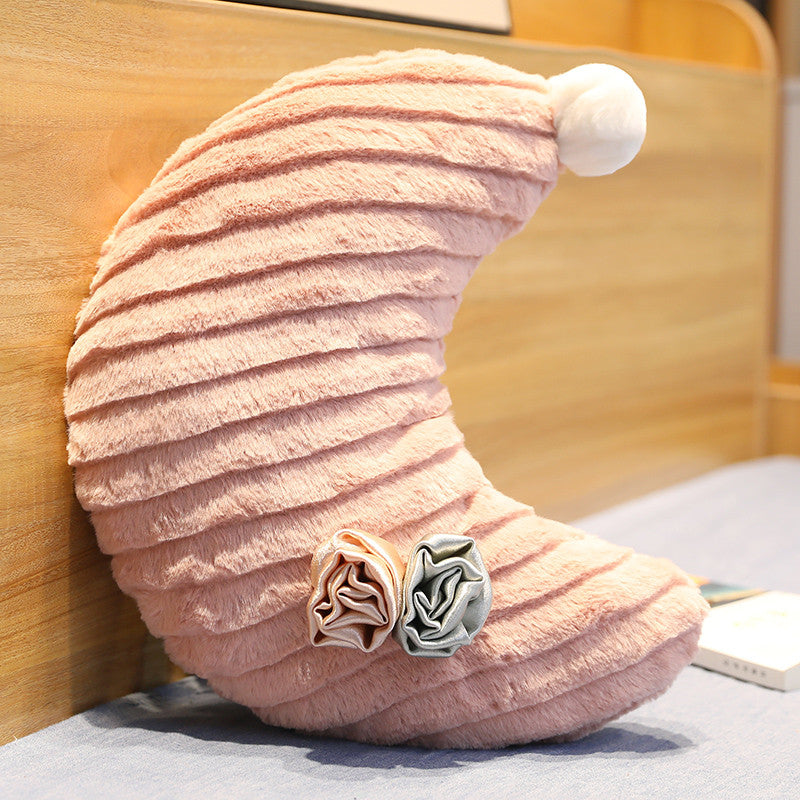 Poduszka dekoracyjna w kolorze różowym z kwiatkami 3D Różowy księżyc