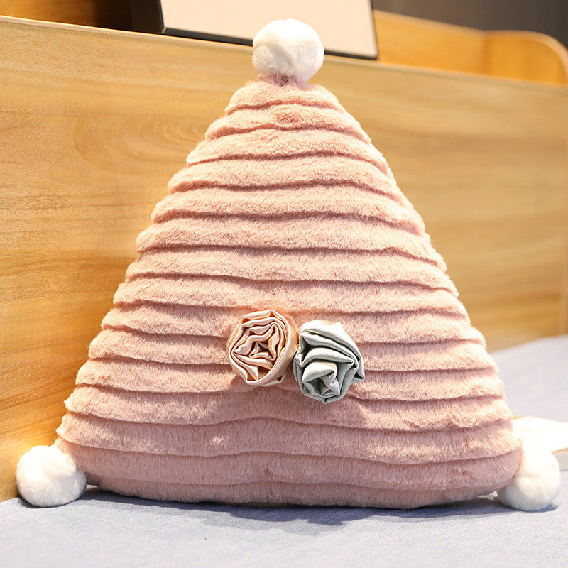 Poduszka dekoracyjna w kolorze różowym z kwiatkami 3D Różowy trójkąt